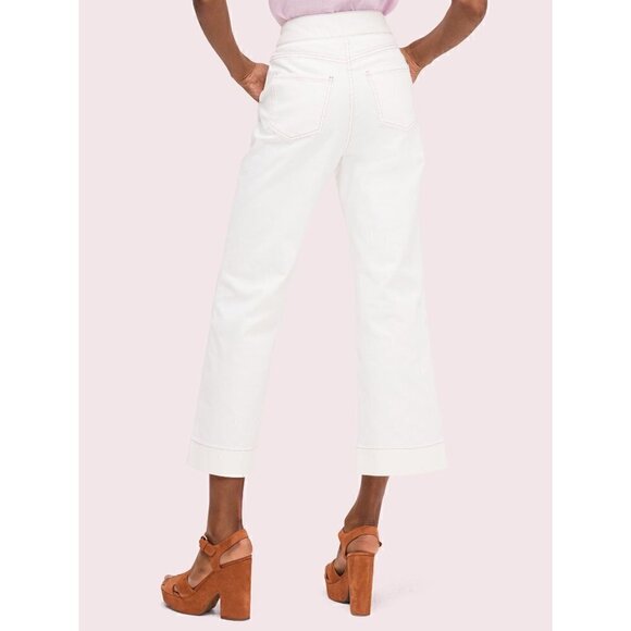 NWT Kate Spade Denim Zip Flare Pants White 25 - Picture 3 of 11